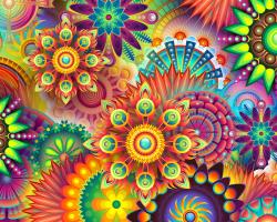 Bright colors, abstract pattern, psychedelic image