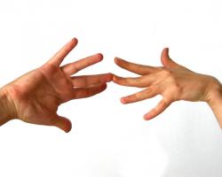 Hands touching hands