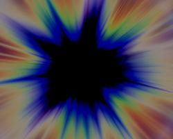 kaleidoscope effect, abstract image of black hole surrounded by colour