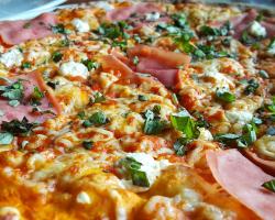 Pizza with cheese and ham
