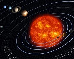 Artist&#039;s impression of the planets orbiting the sun