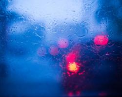rainin on a car windshield