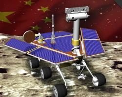 Artist&#039;s impression of the Chinese rover Yutu on the surface of the moon