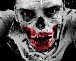 Zombie, blood and gore, black and white photo