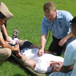 US Navy and paramedics take part in a Mass Casualty Drill