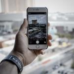 iPhone camera taking photo of cityscape